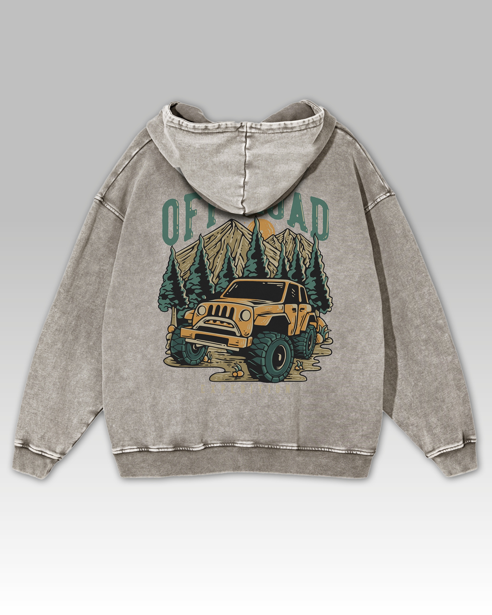 Mikina Off-Road Terénní dobrodružství Výprava Auto Les Jeep Šedá M