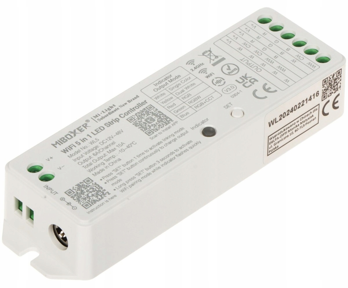 Ovladač Led Osvětlení WL5 Wi-Fi, 2.4 GHz, Rgbcct (rgbww) 12 48 V DC