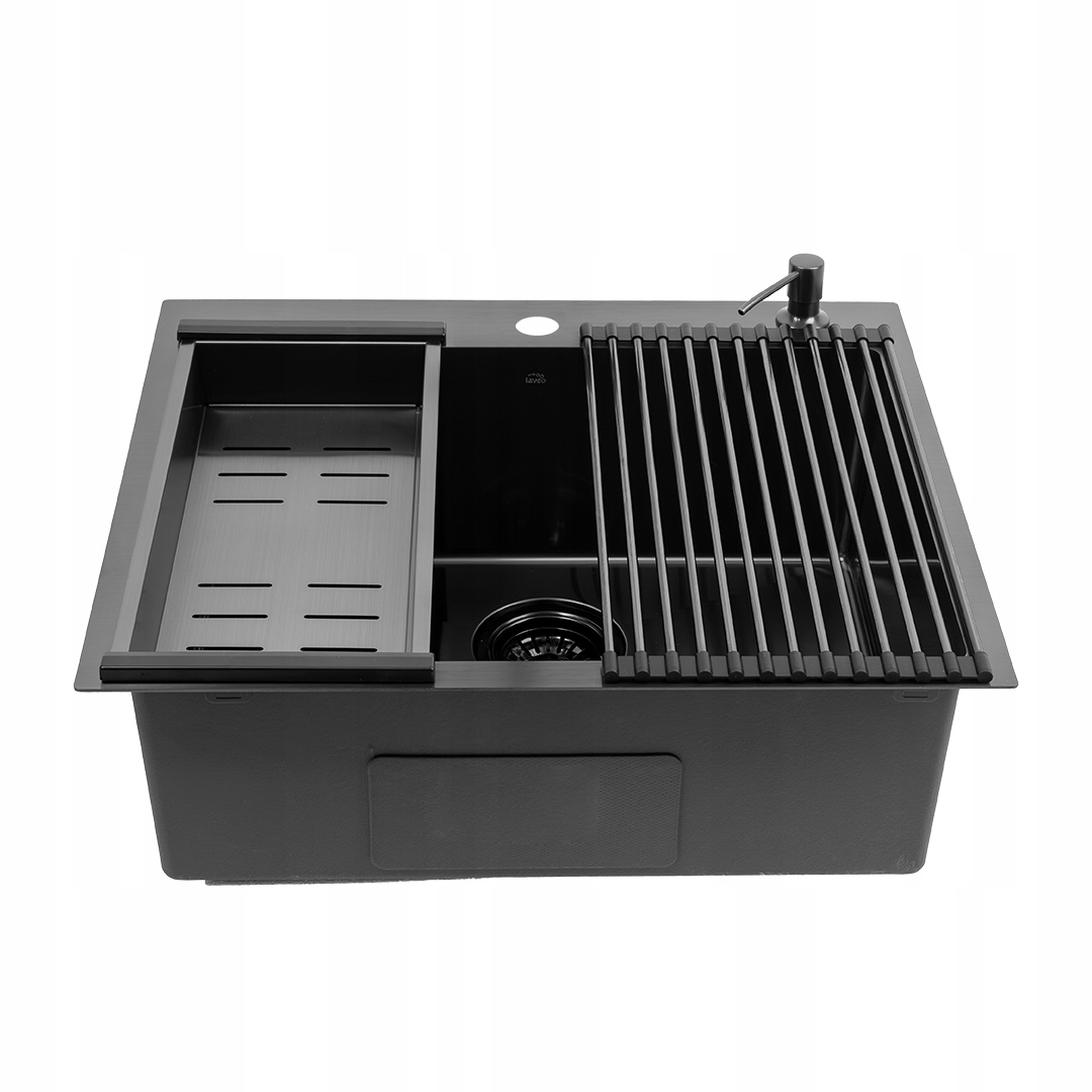 Grafitový Ocelový Dřez 50x58 S Příslušenstvím A Zapuštěným Sifonem