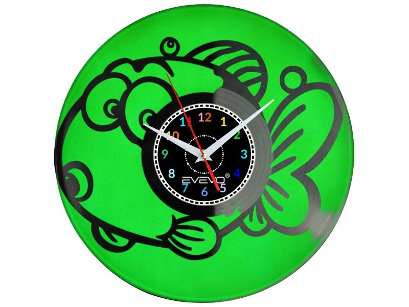 Nástěnné Hodiny Ryba Fluorescenční Pozadí Vinylová Deska