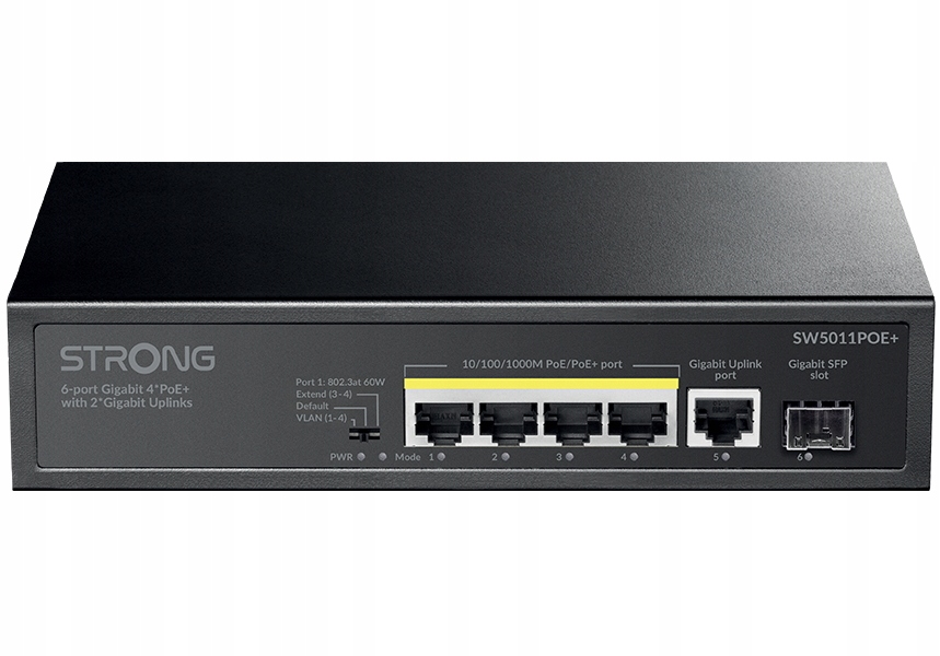 Strong switch SW5011POE+/ 4x port Gigabit Poe+/ 1x Ggabit Uplink port/ 1x G
