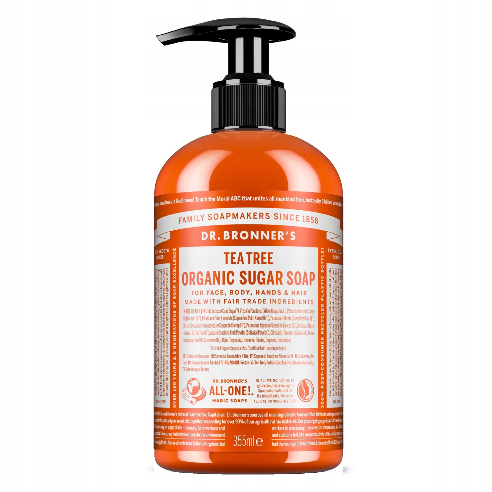 Dr. Bronner's Bio Třtinové Mýdlo Tea Tree 355 ML