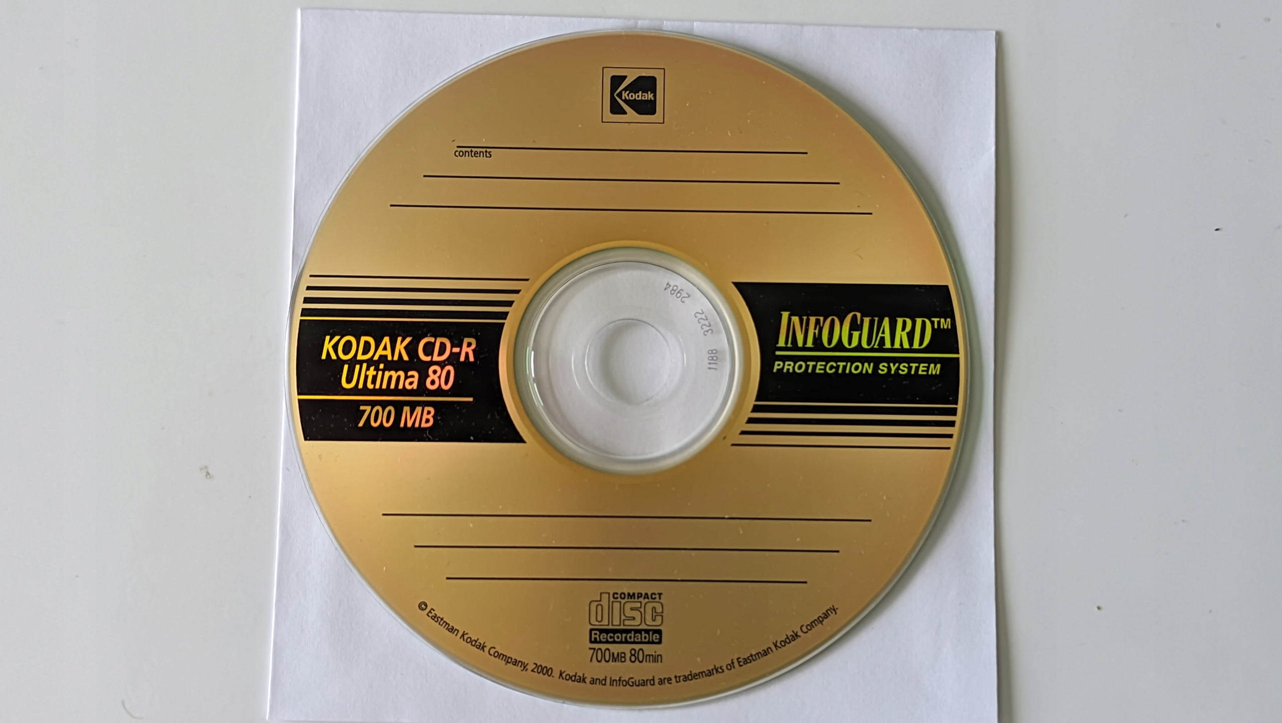 Kodak Cd-r 1x-12x Gold+ Silver 700MB Ultima 1szt koperta CD
