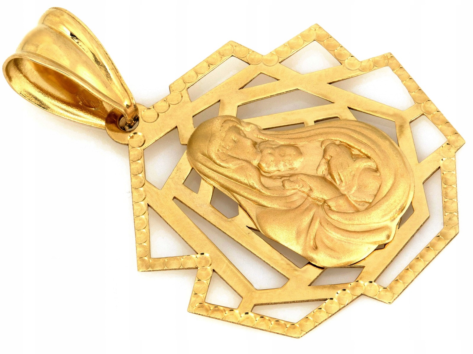 Zlatý přívěsek, originální medailon Panna Maria s dítětem 585 jako dárek