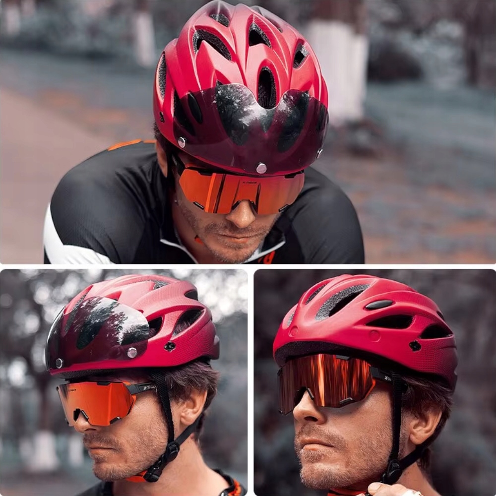 KASK ROWEROWY Regulowany M L XL na rower męski damski z SZYBĄ + LAMPKA LED Marka Inna marka