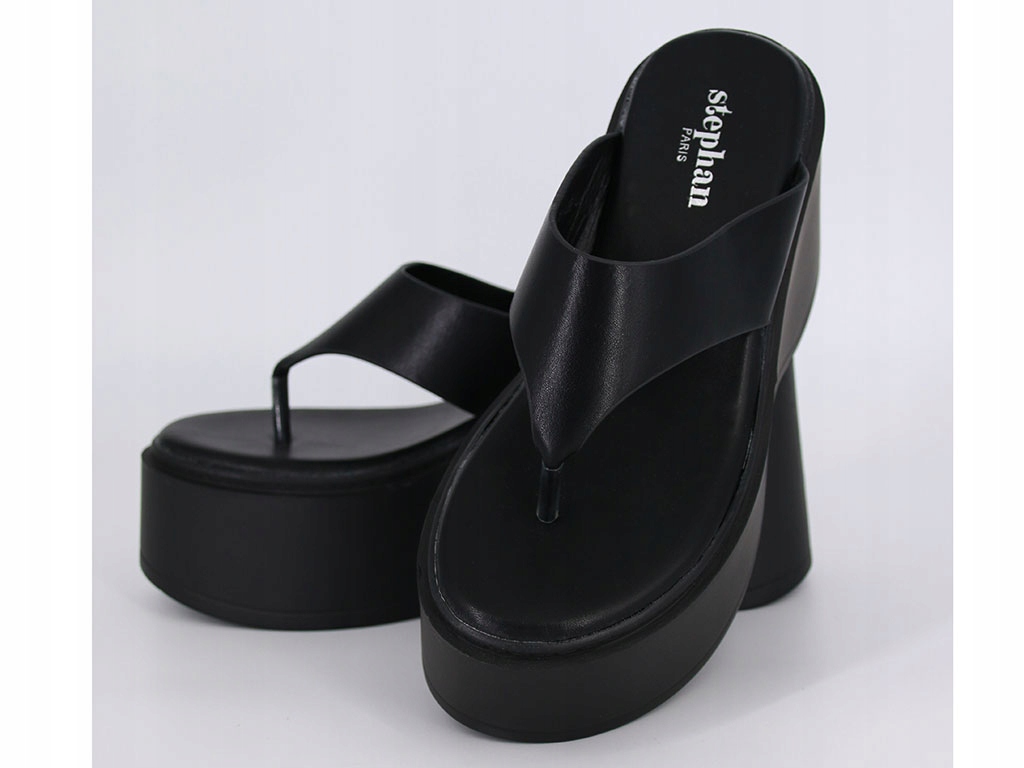 JAPONKI KLAPKI NA WYSOKIEJ PLATFORMIE CZARNE BUTY LETNIE DAMSKIE 39 Marka inna