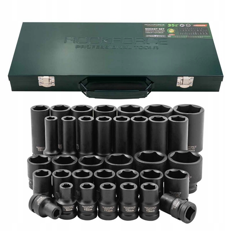 NASADKI UDAROWE 1/2" ZESTAW NASADEK UDAROWYCH 35 ELEMENTÓW+ GRZECHOTKA