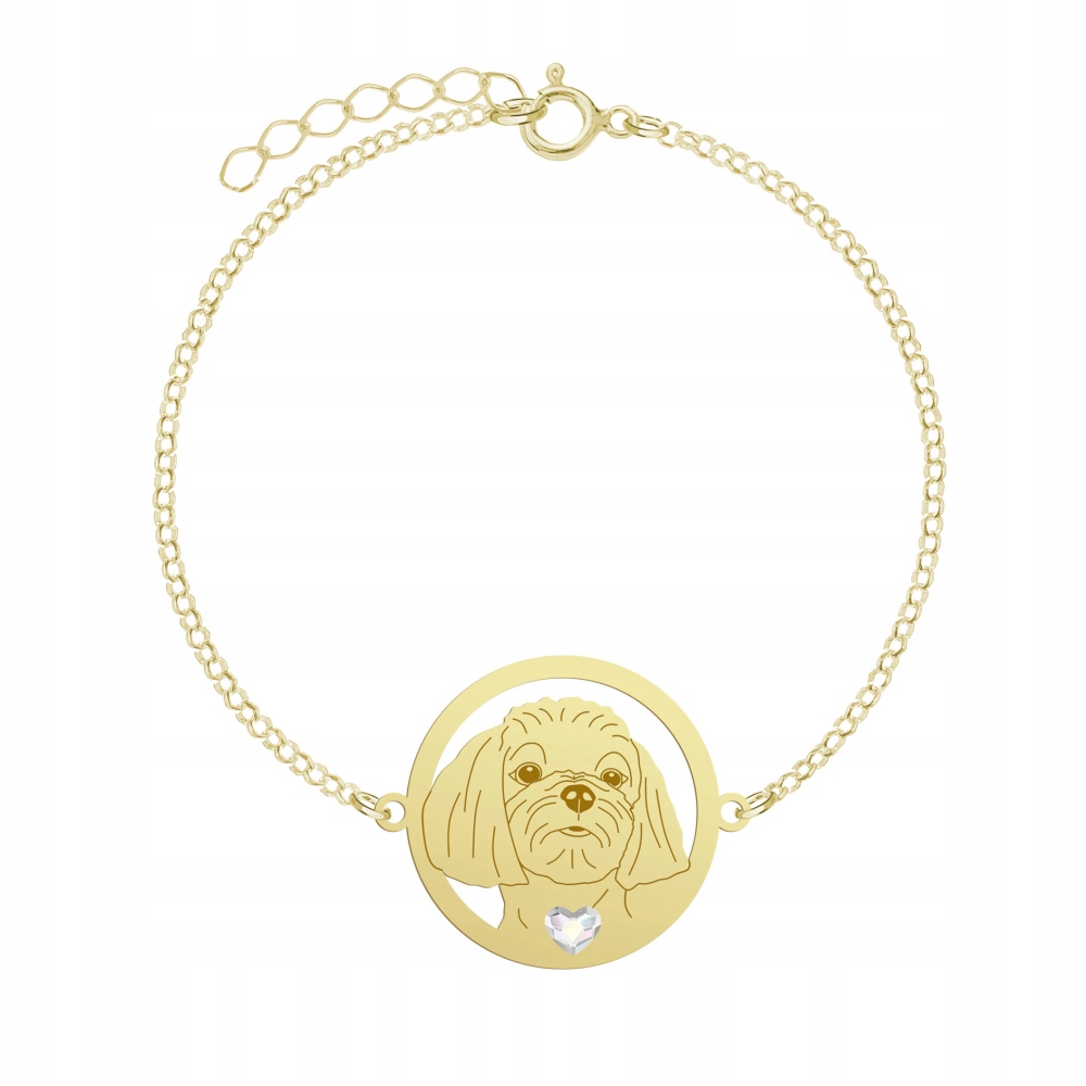 Zlatý náramek s psem Maltese 925 Dárek Žena Šperky Gravírování