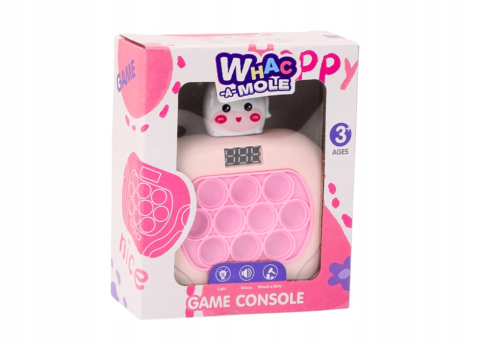 Gra Pop-It Wac A Mole Jednorożec Światła Dźwięki Różowa Marka LEANToys