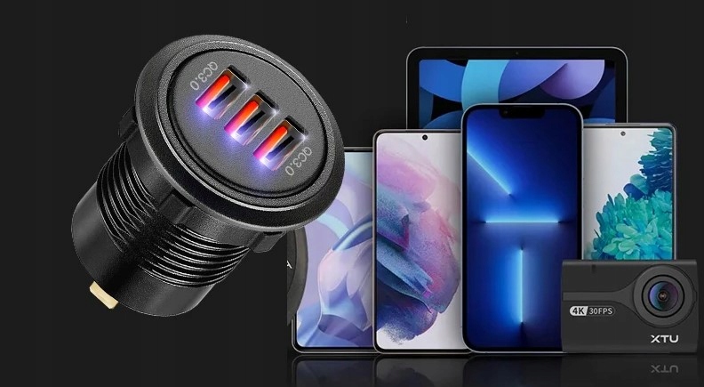 3.0 QC USB ŁAD. SAM. GNIAZDO 3xUSB ORANGE 54W Producent inny