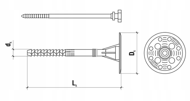 KOŁKI DYBLE DO STYROPIANU DŁUGA STREFA LFN 22CM Średnica 10 mm