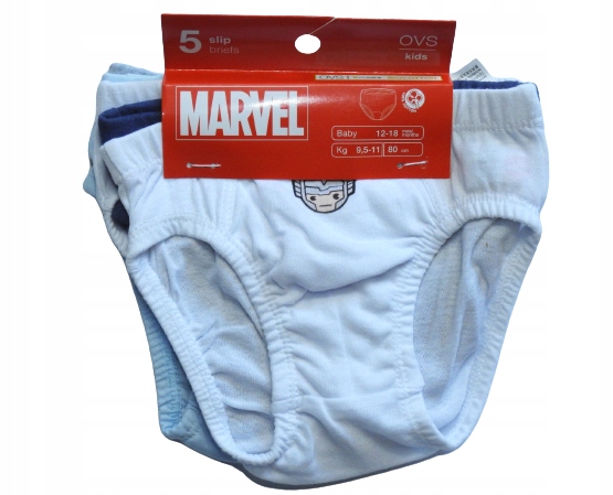 5 Pak Majtki Slipy MARVEL włoskie OVS 12-18 m / 80
