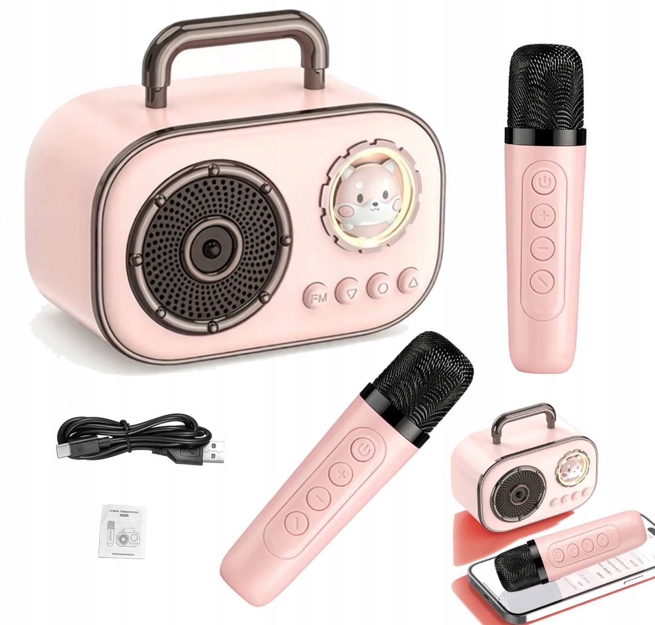 Bezdrátový Karaoke Set S Bluetooth Reproduktorem 2 Mikrofony Pro Děti