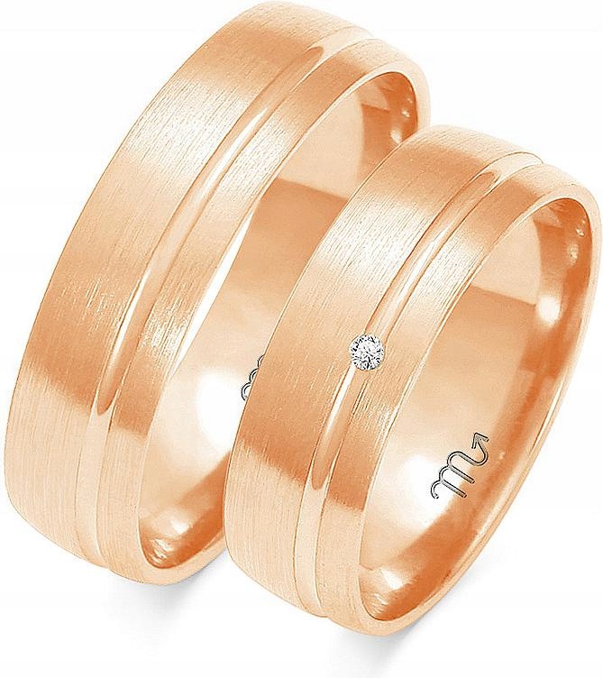 Růžové zlato snubní prsten gravírování 585 r 20 21 22 na svatba pro nevěstu