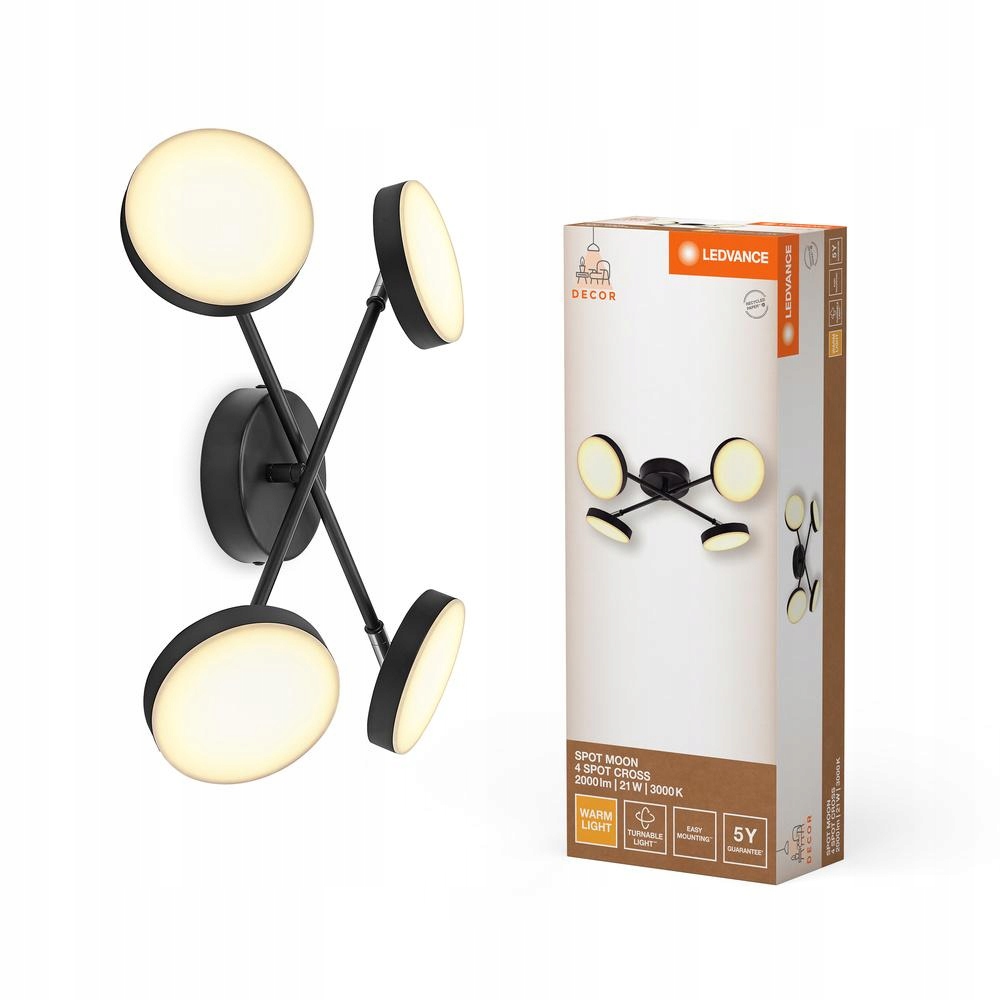 Led nástenná stropná lampa 21W 1120lm Cct čierna Spot