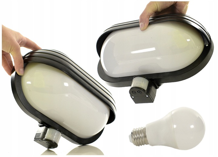 ZEWNĘTRZNA LAMPA+ŻARÓWKA LED E27 CZUJKA RUCHU Rodzaj ścienna