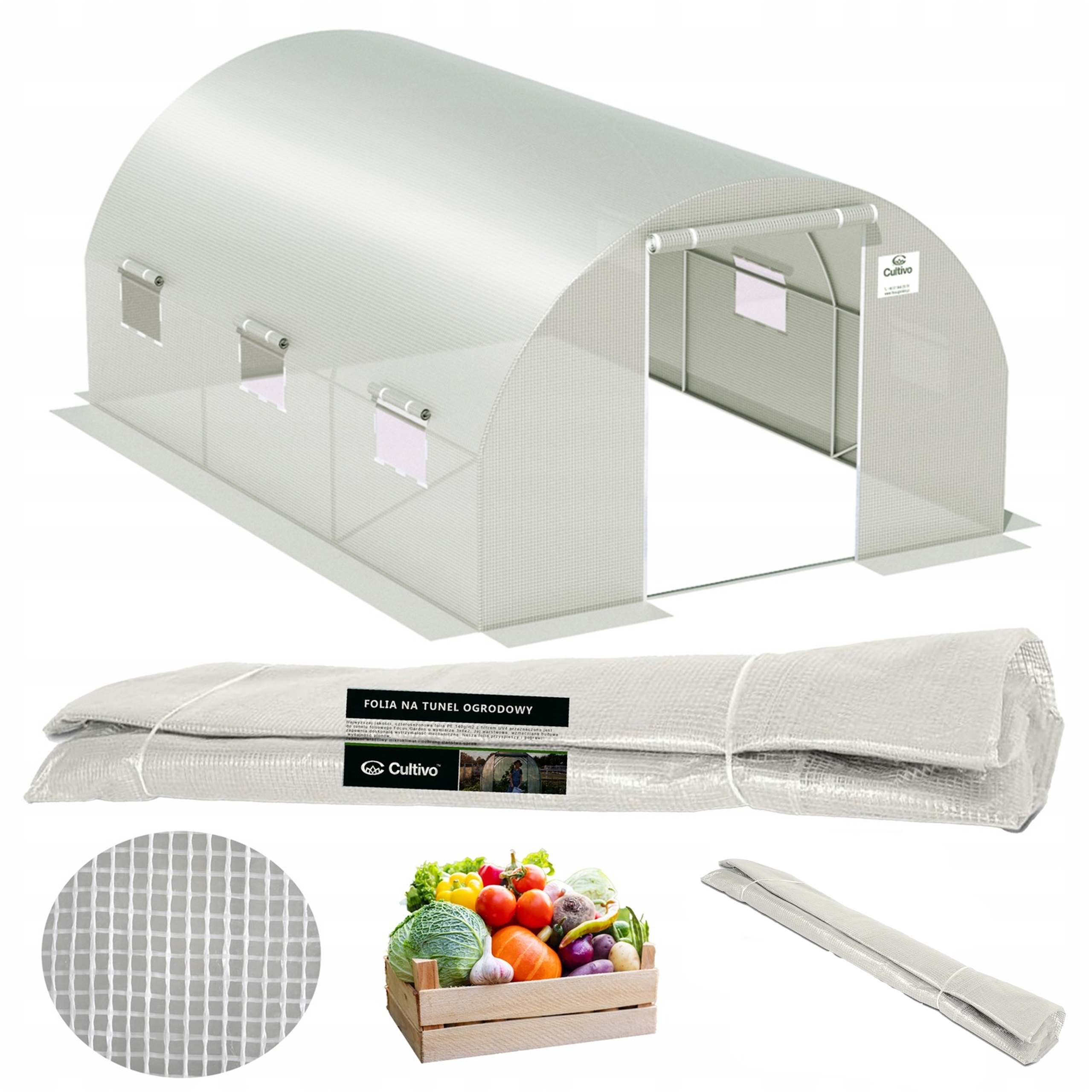 Fólie Náhradní na Zahradní Tunel Skleník 2x4x2 Bílá UV-4 Silná Bonus