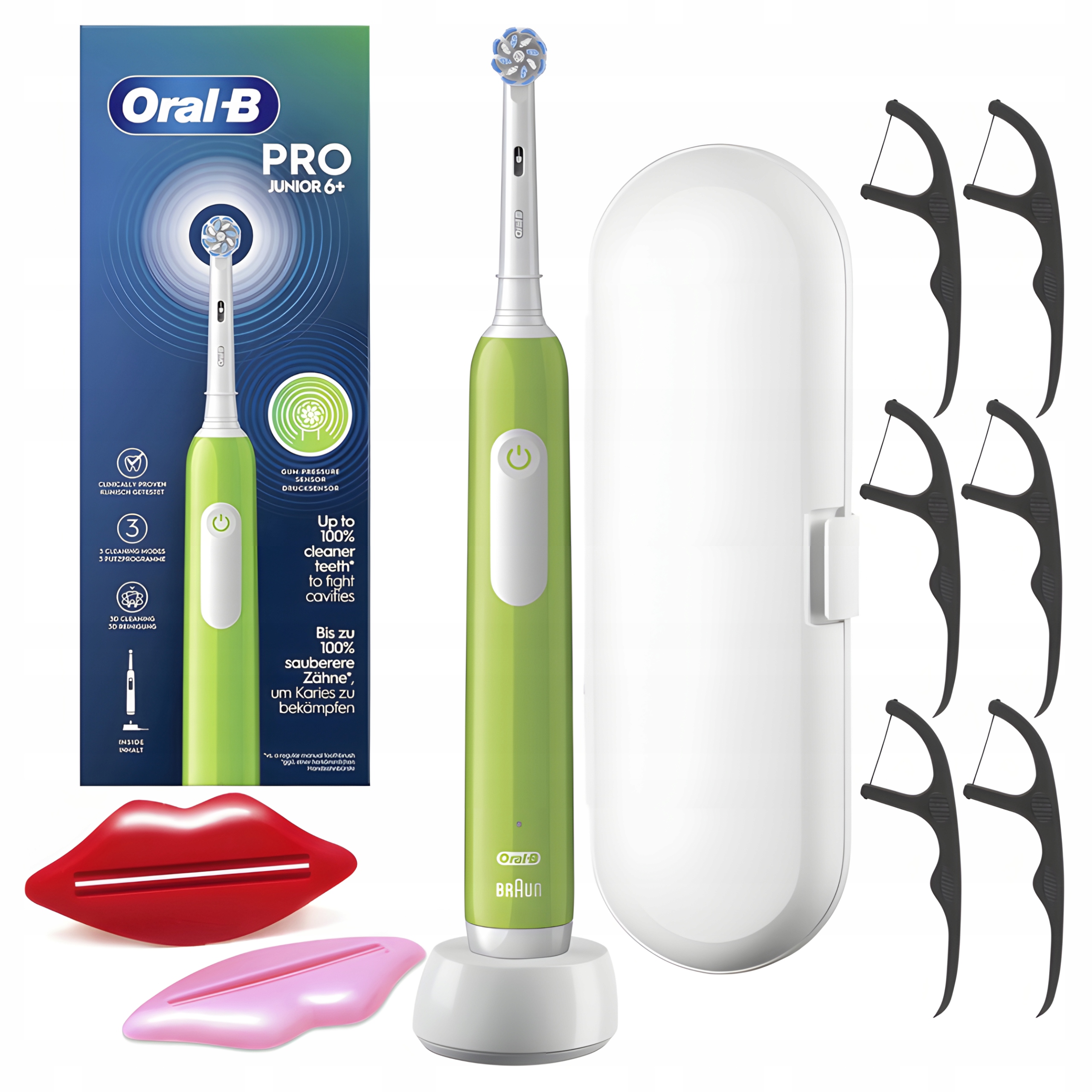 Szczoteczka Elektryczna dla Dzieci Oral-B Junior 6+ Zielona, Zestaw z Etui