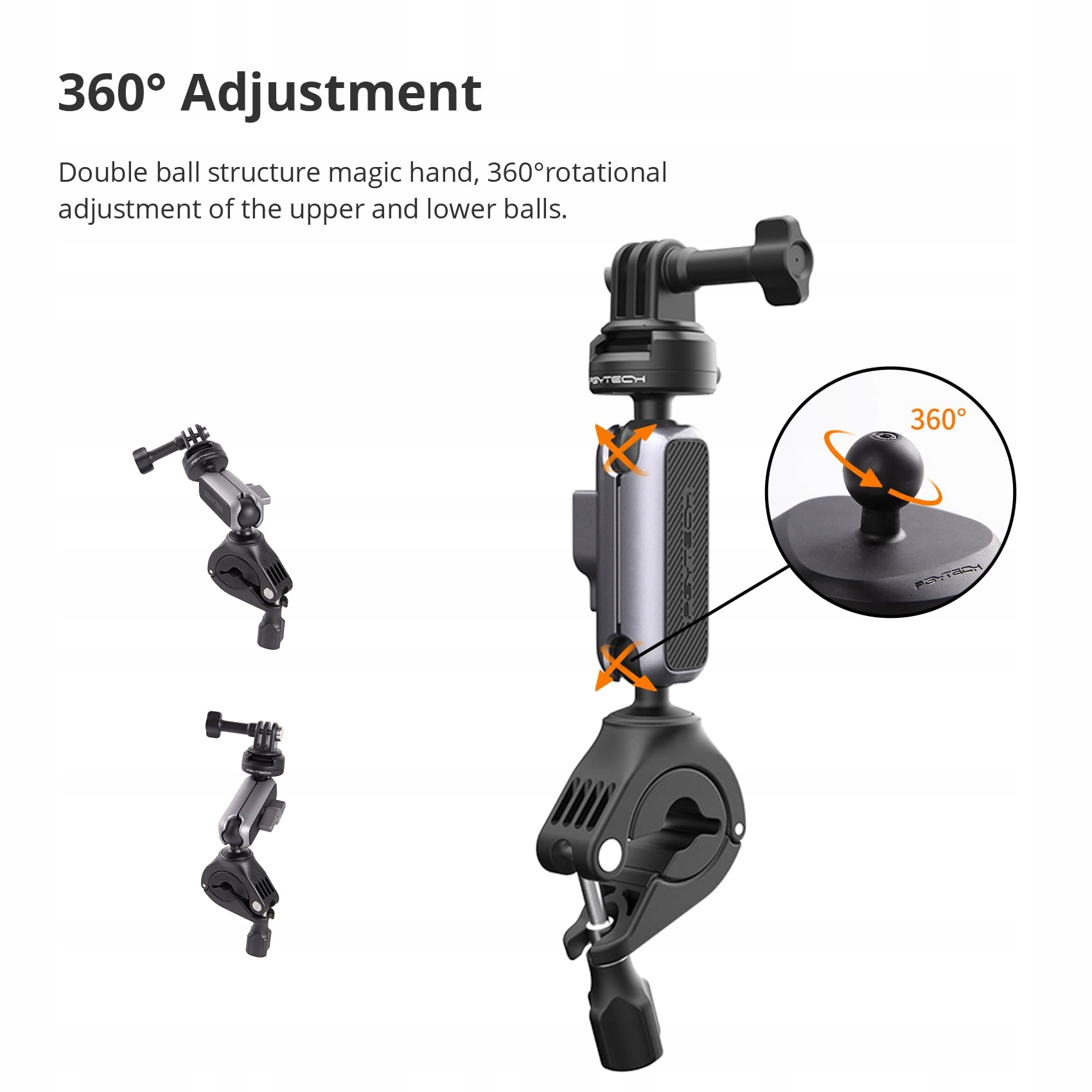 PGYTECH Uchwyt Rowerowy Motocyklowy Do DJI OSMO GoPro Insta360 1/4 Adapter — miniatura 3