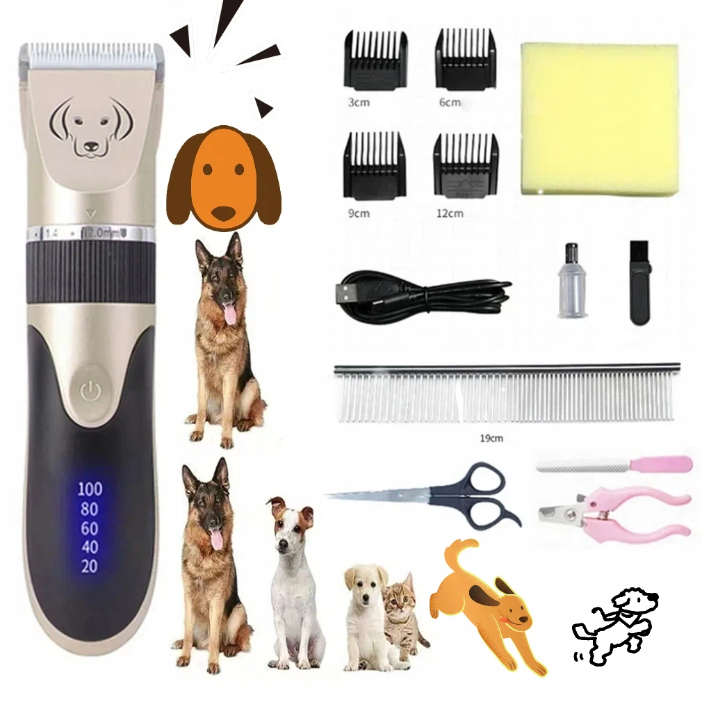 Levně Stříhací Stroj Na Psy-ciha, 6 Doplňků, Keramické Nože, 5 Rychlostí