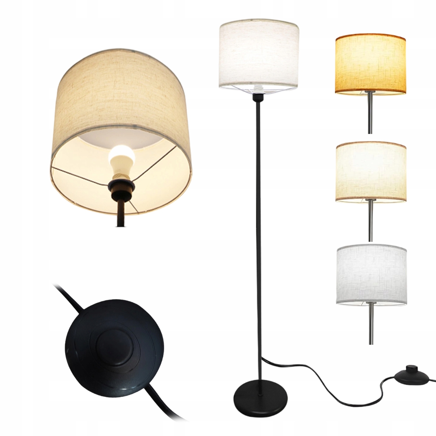 Podlahová Lampa Do Obývacího Pokoje Ložnice Stínidlo E27 Stojící Led Hala Hotel