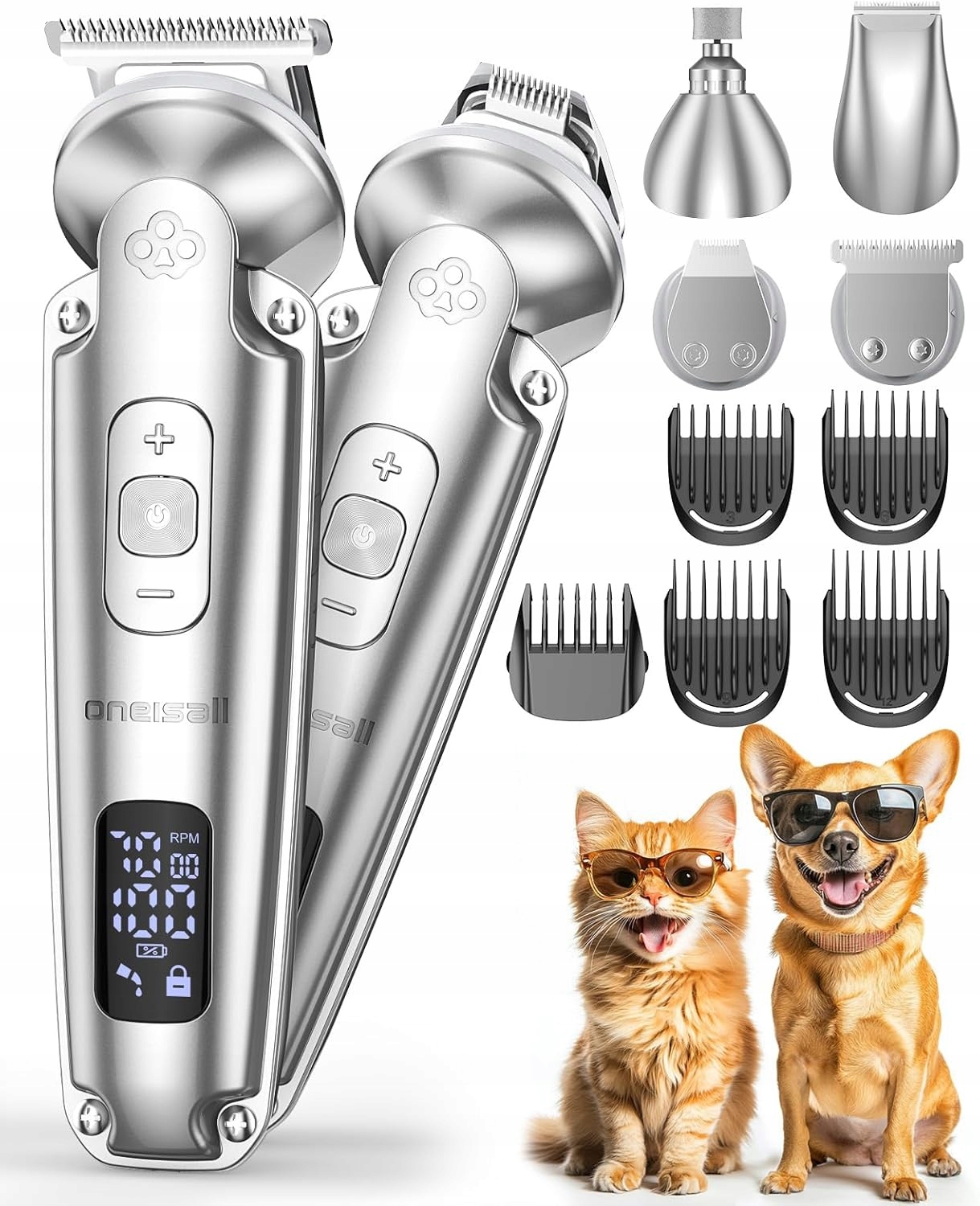 Levně Strojek na stříhání psů a koček oneisall 4v1 Tichý se 3 rychlostmi