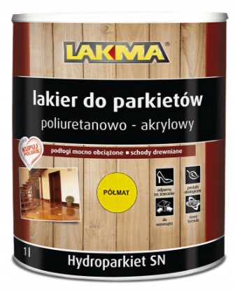 Hydroparkiet Sn Półmat Bezbarwny Lakier do Parkietu Drewna Boazerii op.1L