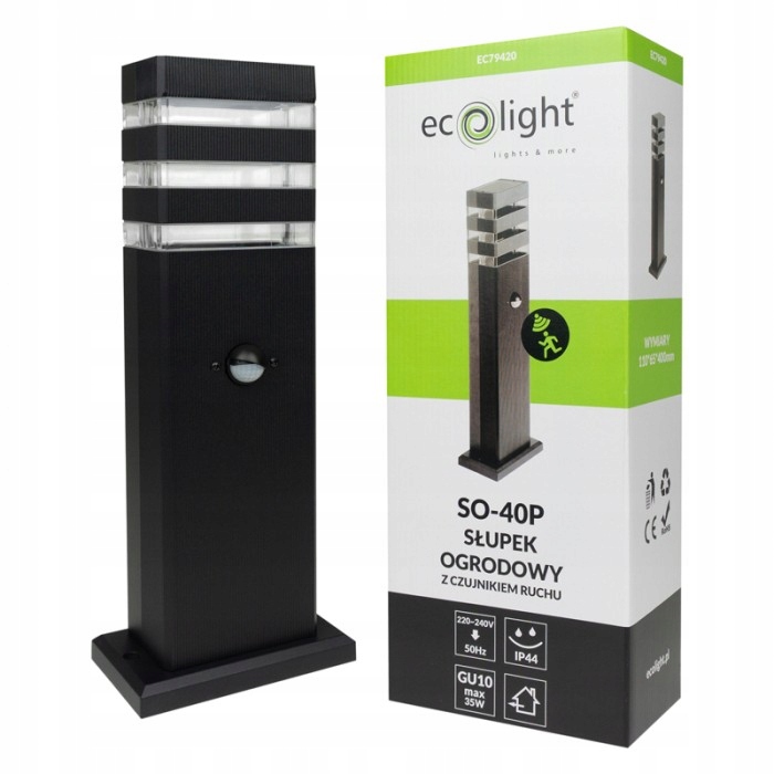 Zahradní sloupek Led osvětlovací lampa GU10 Pir pohybový senzor 40 cm IP44