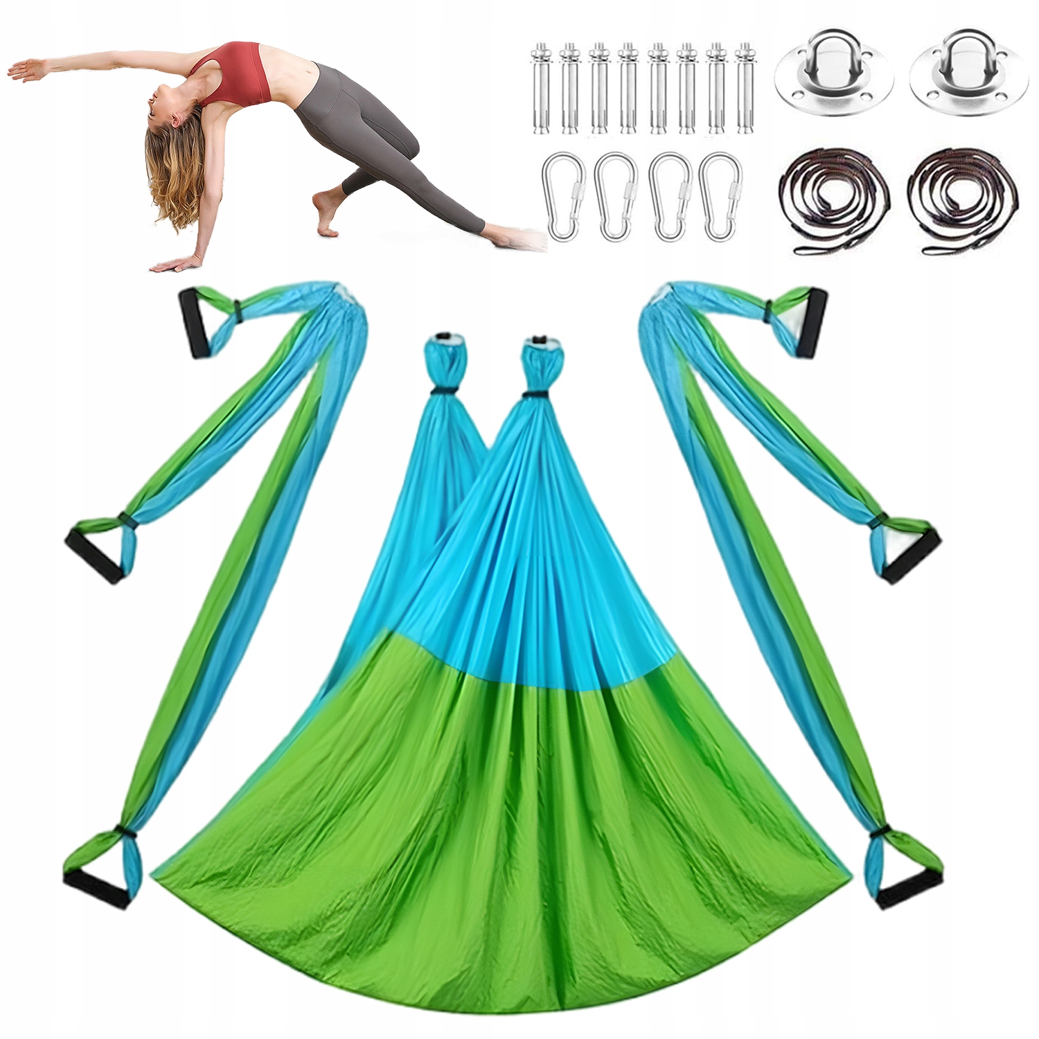 Houpací Síť Na Vzduchovou Jógu 200 Kg, Nastavitelný Set Pilates Pro Ženy