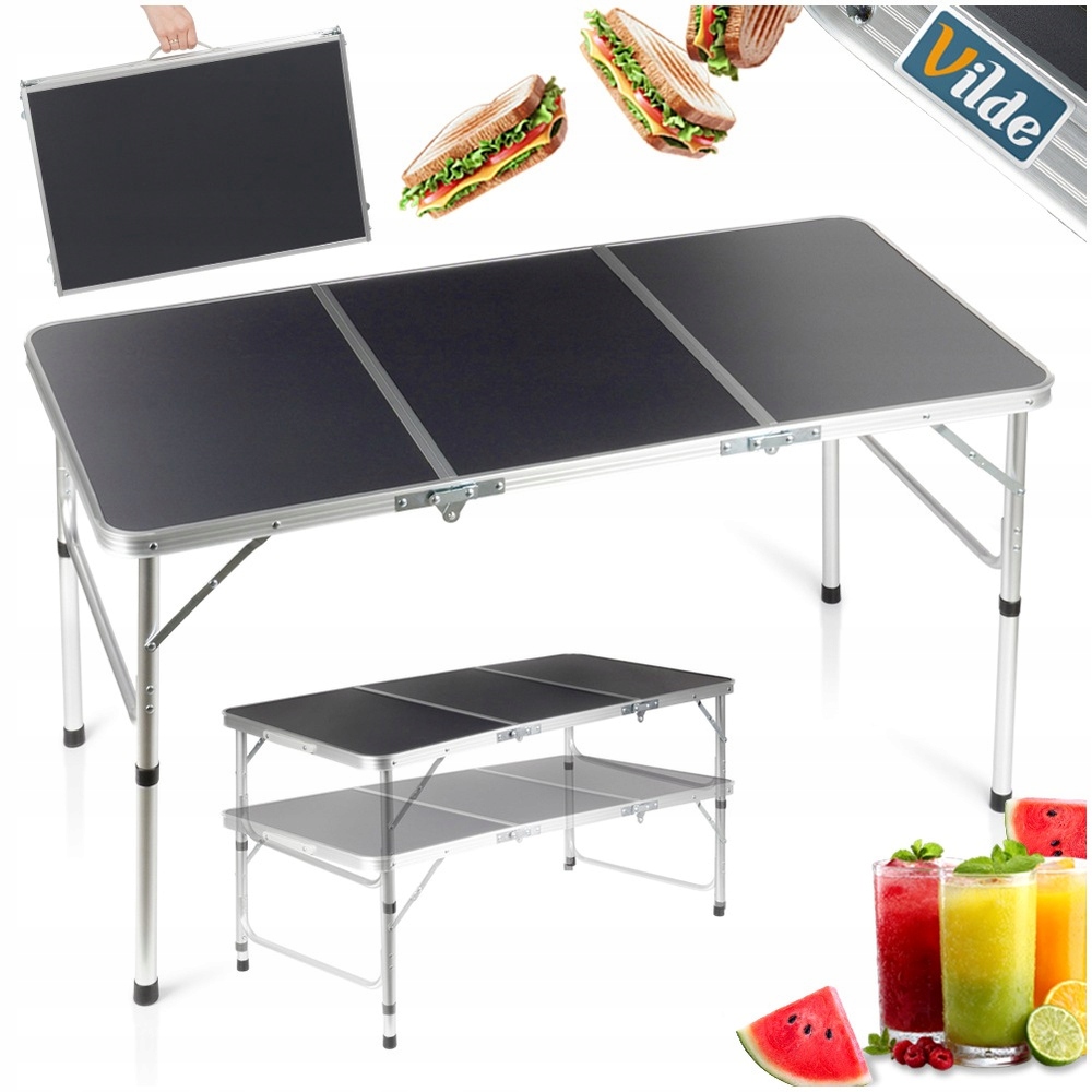 Turistický skládací zahradní kempingový stůl 2v1 120x60