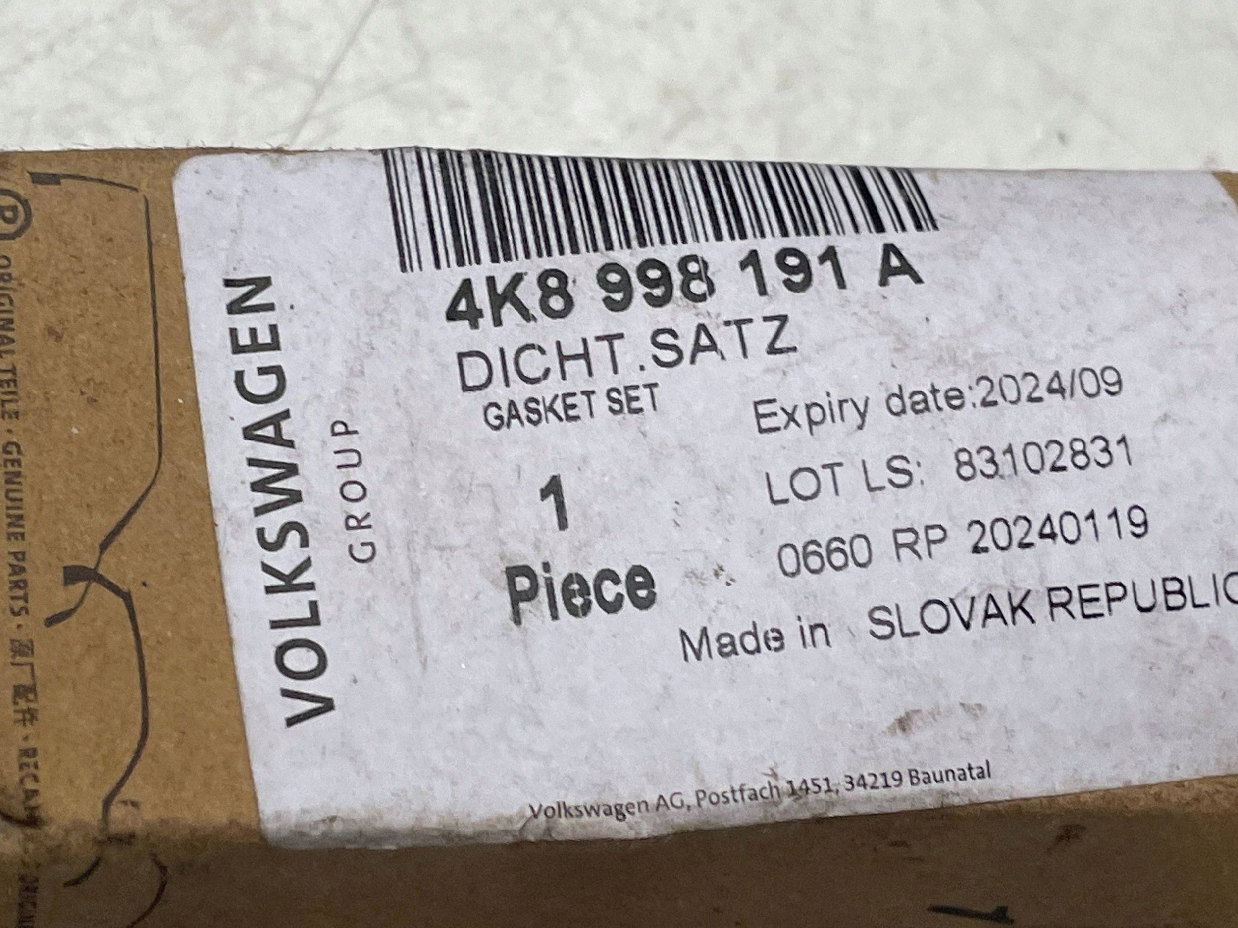 Montaggio USZCZELEK Audi A6 S6 C8 4K 4K8998191A Originale !J