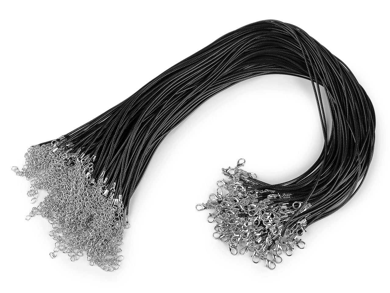 Pletená šňůra s karabinkou délka 45 cm 100 ks 1 černá