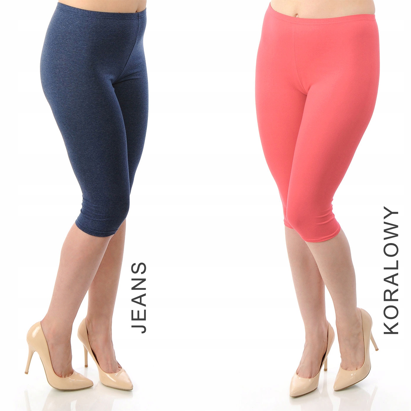 LEGGINSY BAWEŁNIANE GETRY 3/4 LEGINSY CHABROWE XXL Odcień chabrowy