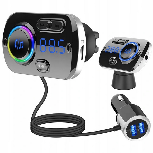 

Solidny Transmiter Samochodowy Fm Bluetooth Aux