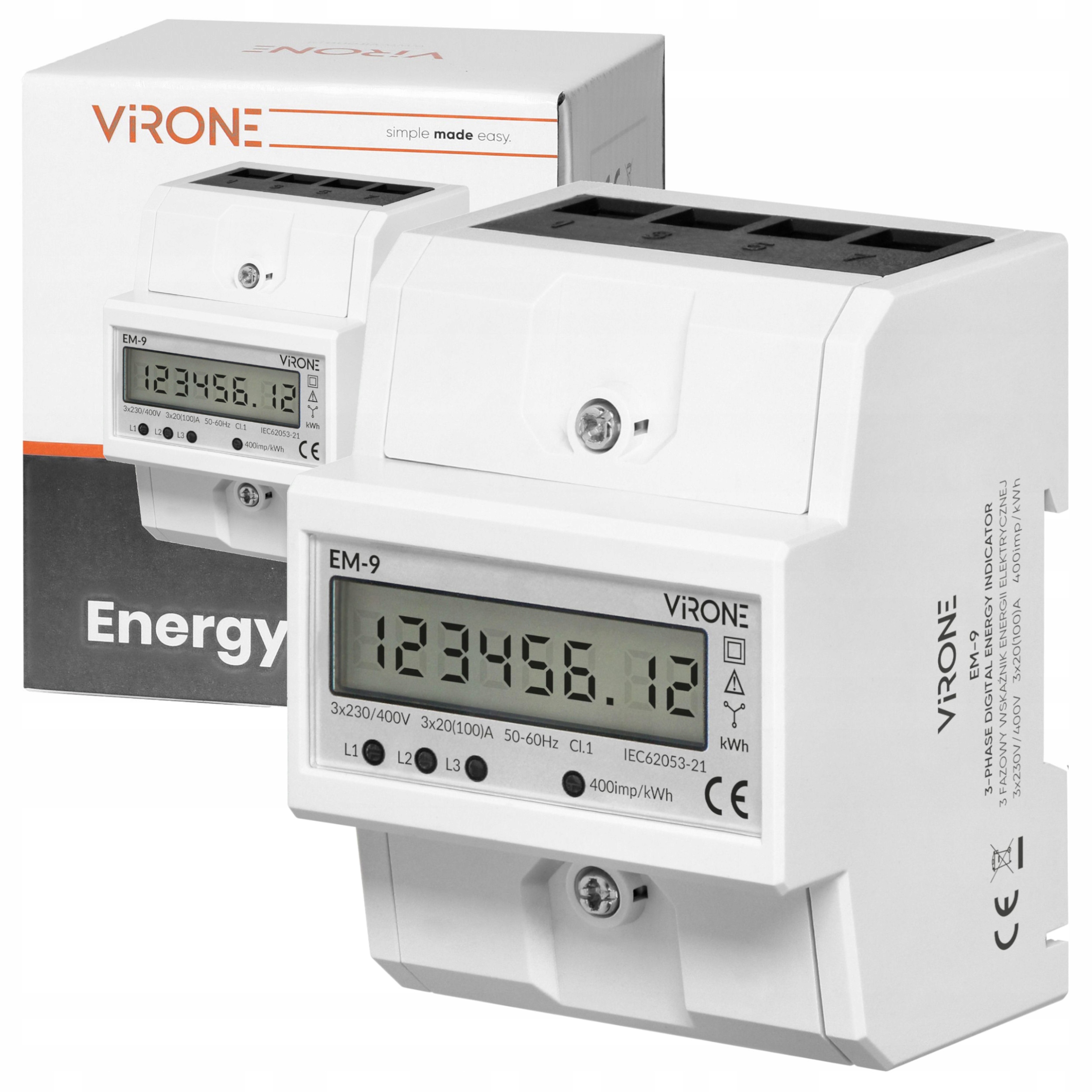 Licznik Energii 3 Fazowy 100A Miernik Zużycia Prądu Podlicznik Trójfazowy