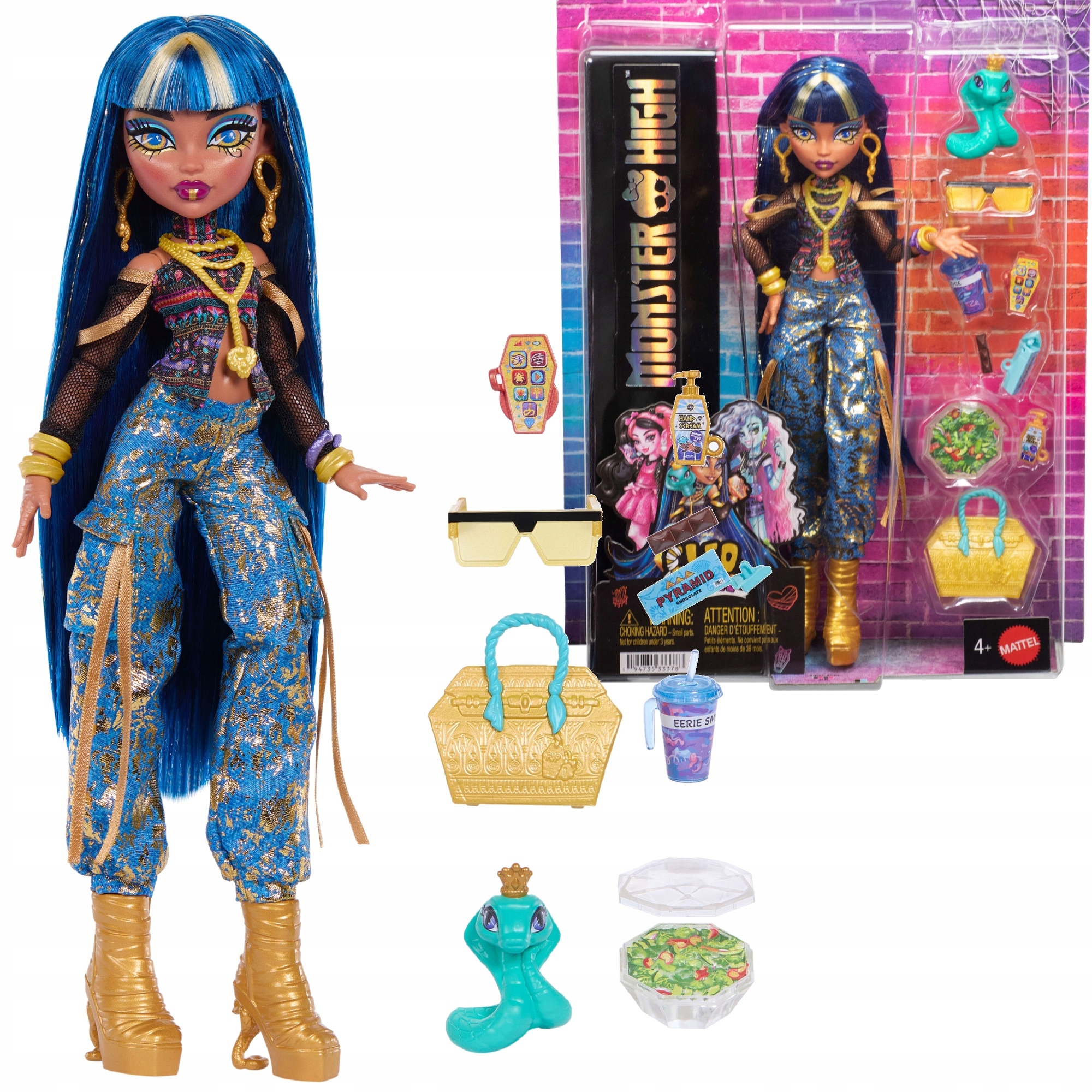 Lalka Monster High Cleo de Nile z kobrą wężem Hissette Cleopatra JHK32
