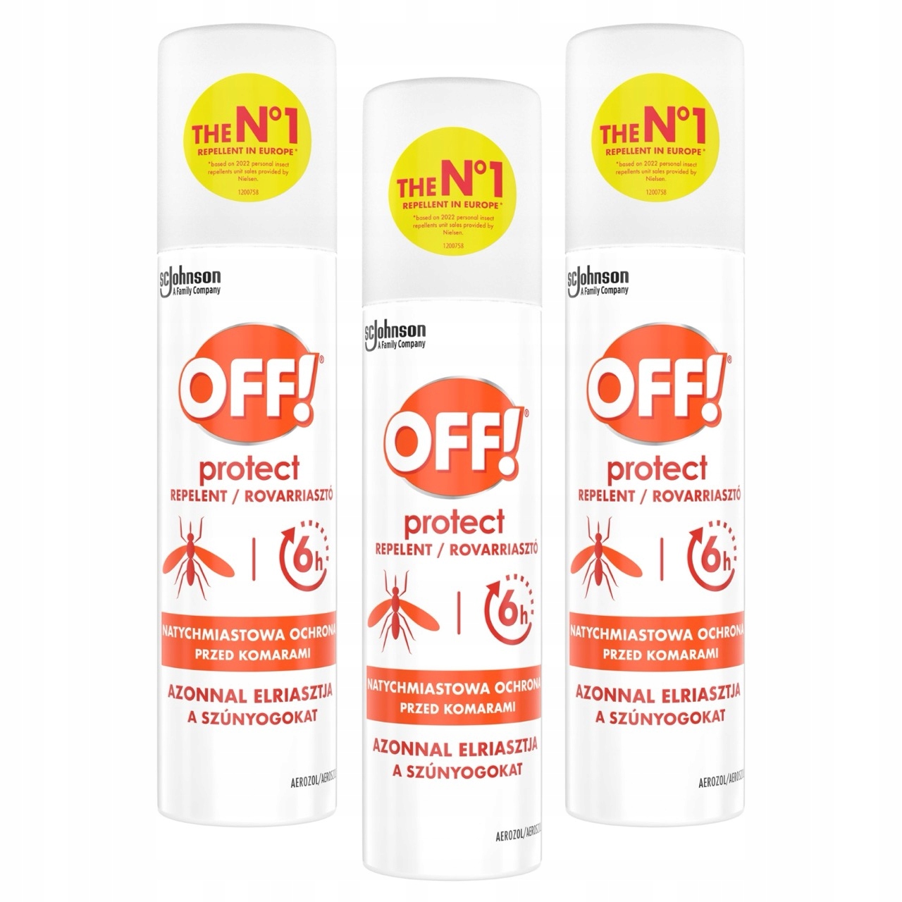 3X Aerozol Odstraszający Komary Off! Protect 15% Deet Ochrona Do 6H 100ML