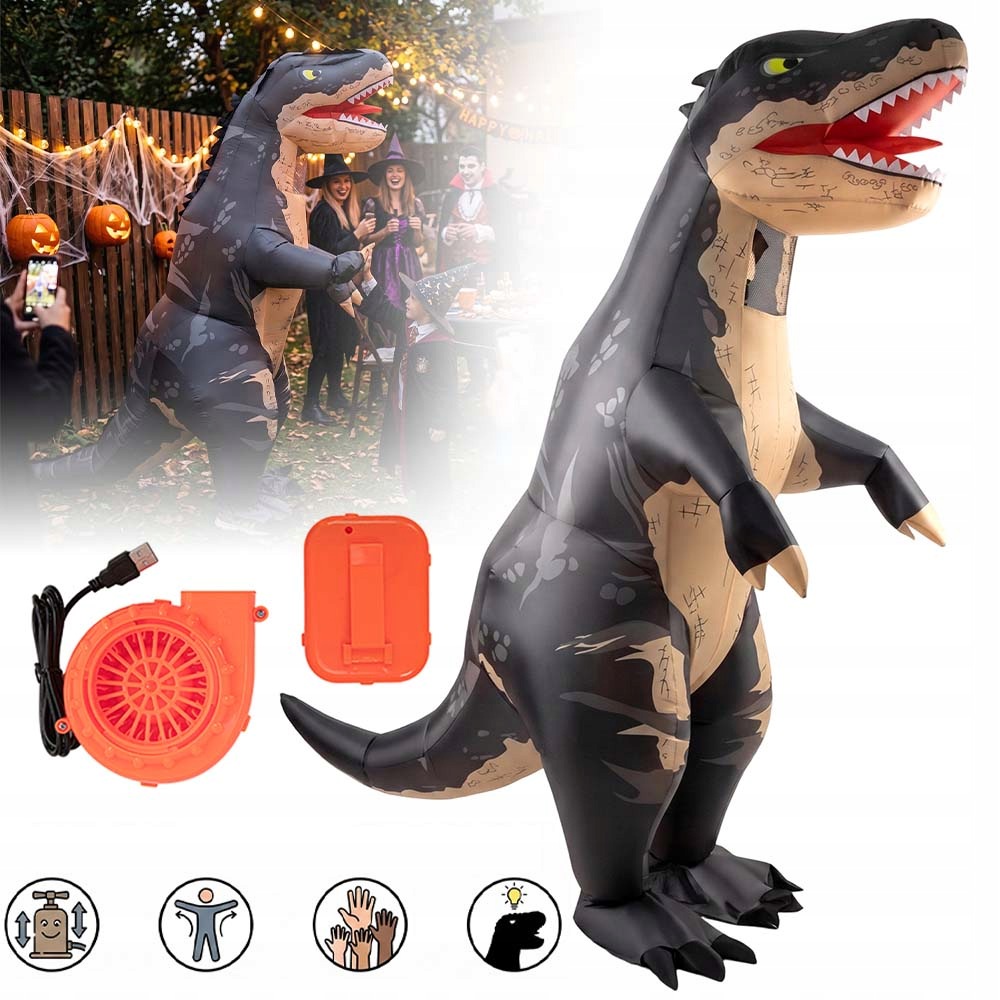 Nafukovací Kostým Dinosaurus T-rex Převlek Kostým Halloween 160-190 CM