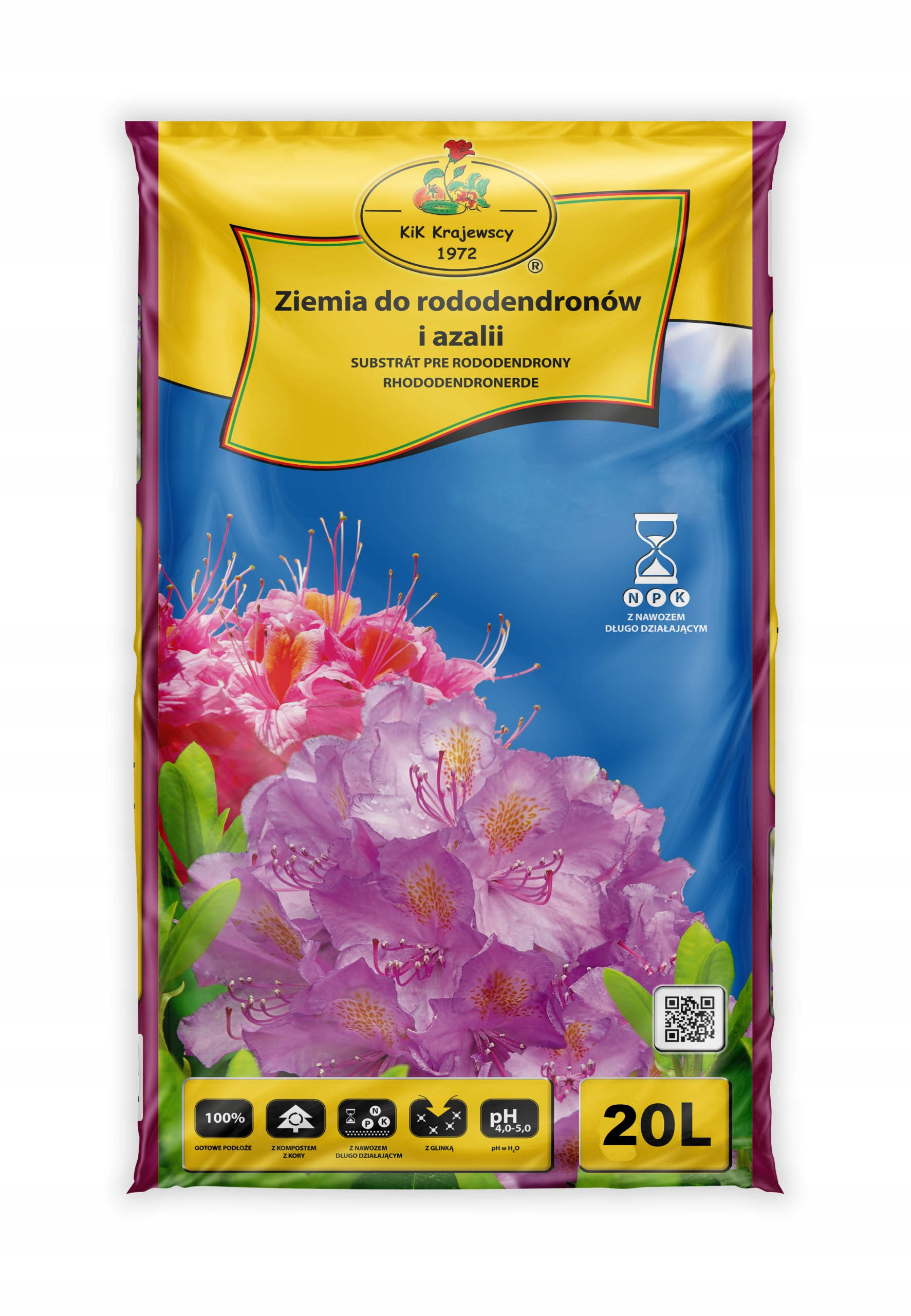 Ziemia do rododendronów i azalii 20L z nawozem