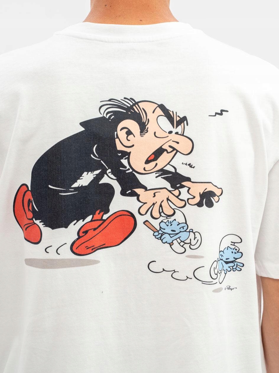 Pánské Tričko Volné Tričko Oversize Pánské Bílé Šmoulové Gargamel L