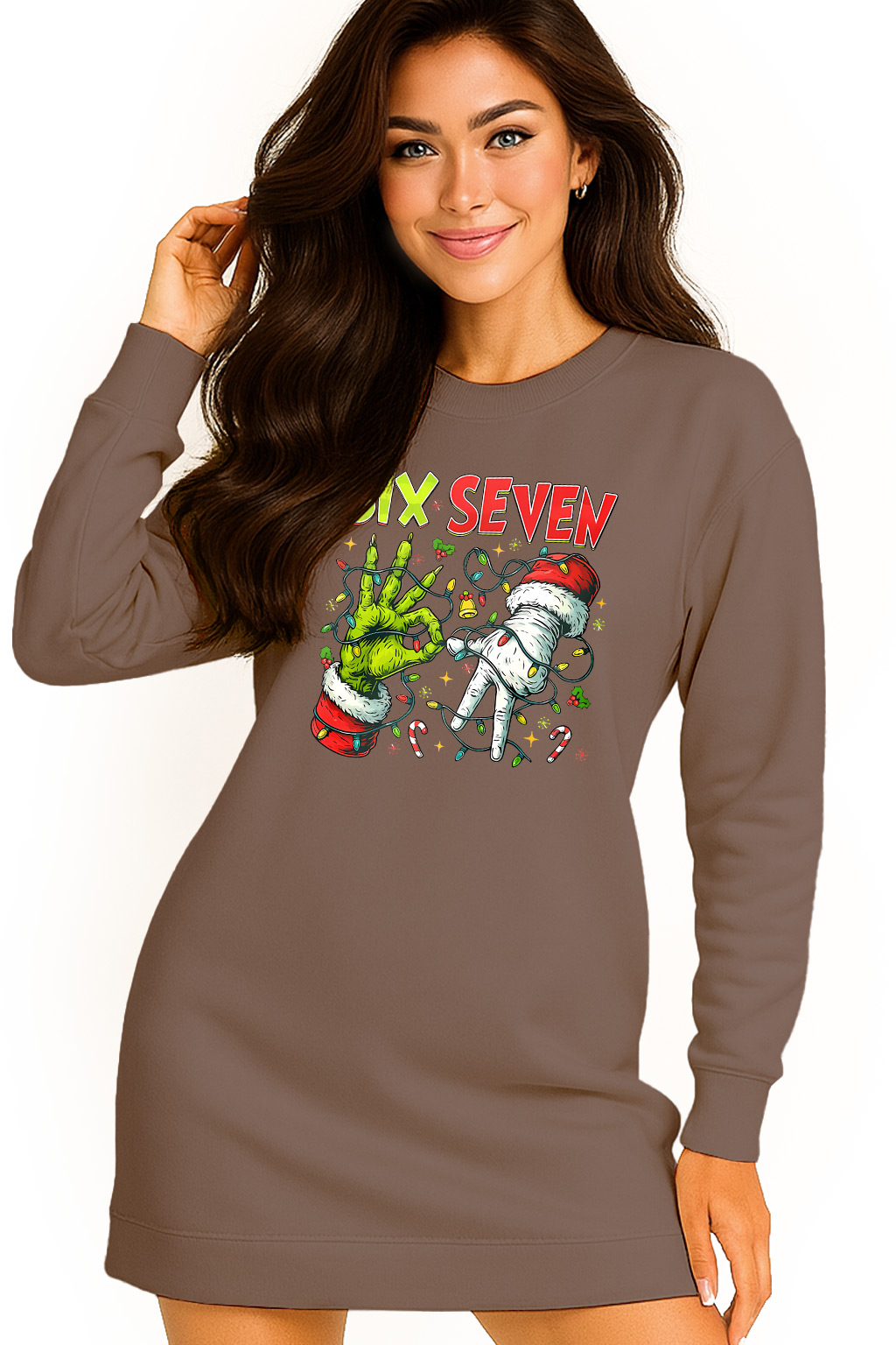 Mikina Dámská Vánoční Oversize Šaty Six Seven 67 Grinch Dárek XXL