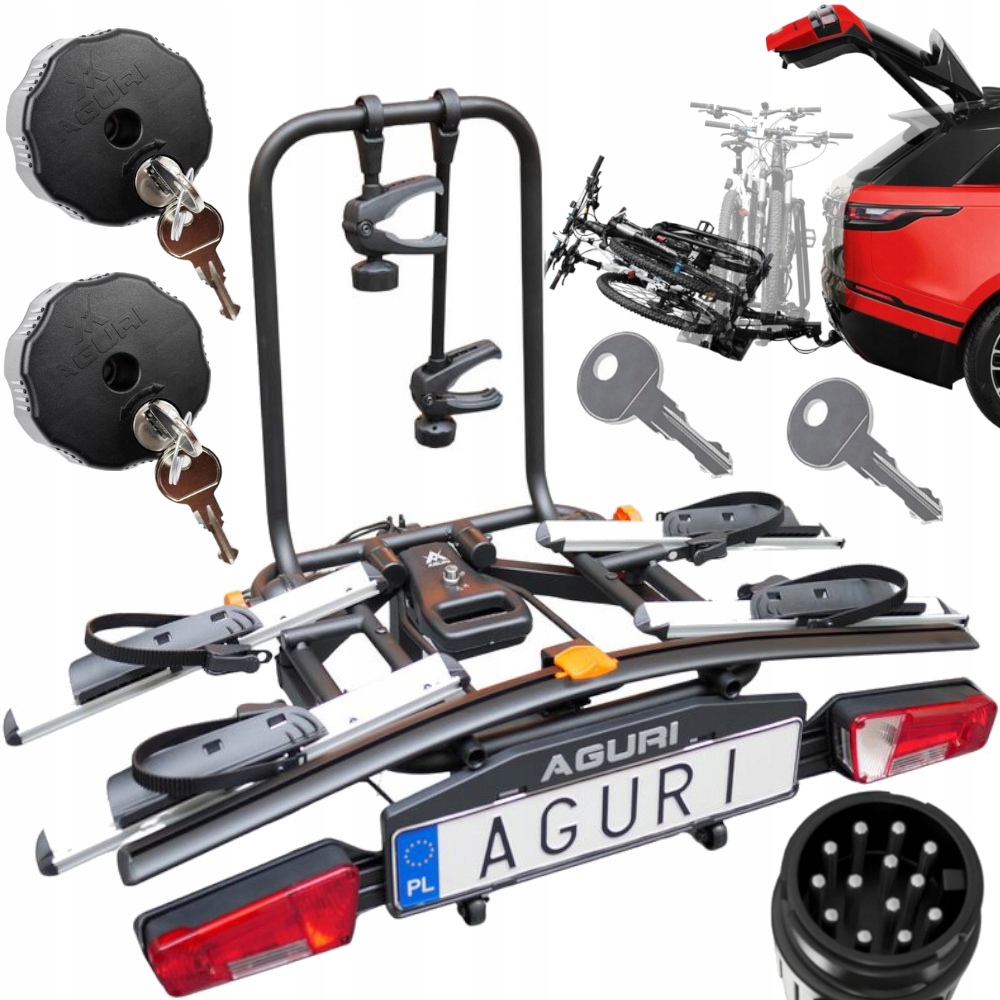 Cyklistický nosič na hák Aguri Active E-Bike 2 Plus 2 bicykle E-bike Silver