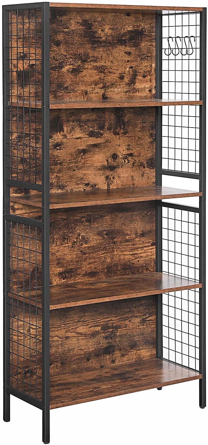 Regał na Książki Kwiaty Płyty Brązowy Uniwersalny Loft Rustykalny 155x30x74