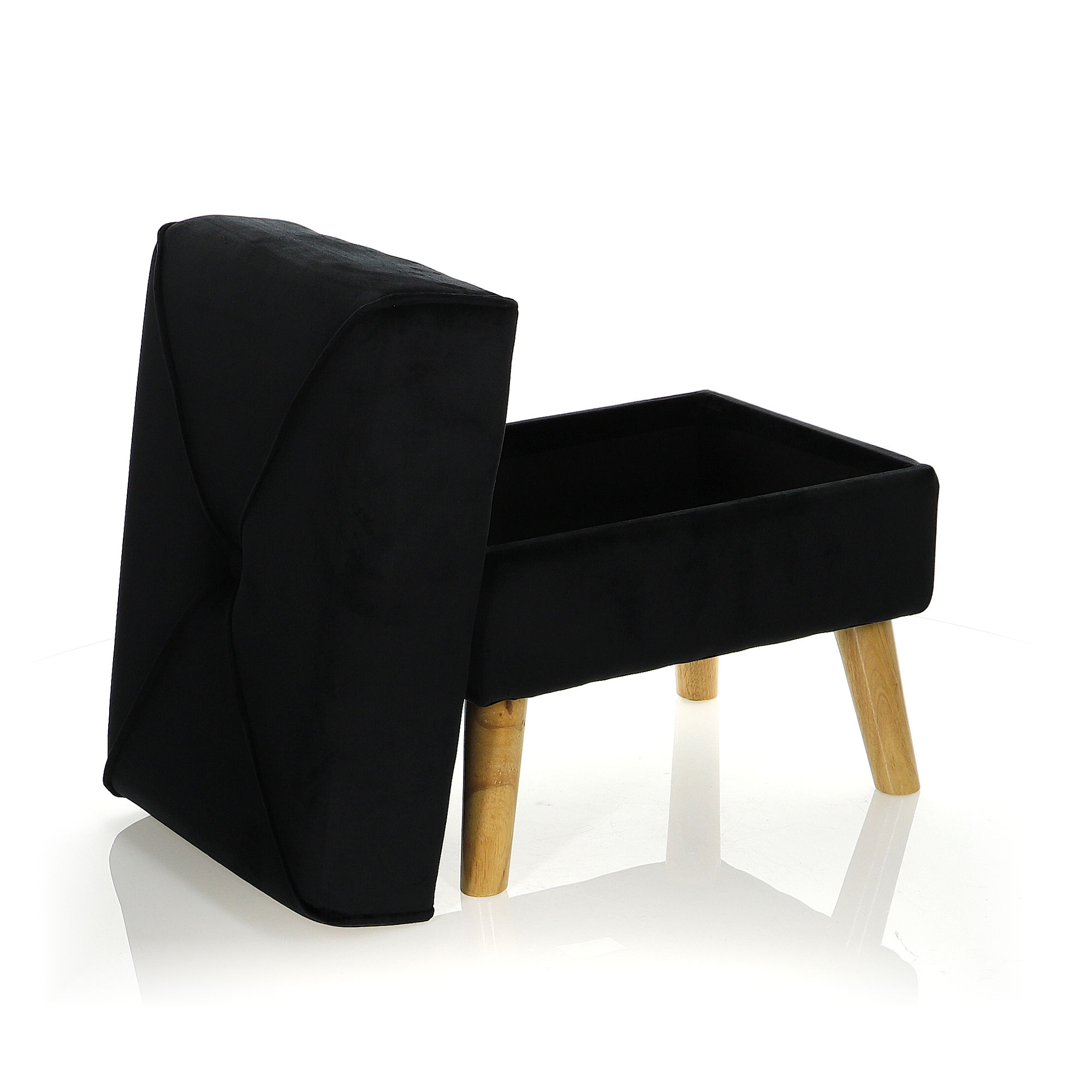 Pufa Welurowa Drewno Czarna Welur OTWIERANA 38cm EAN (GTIN) 5907766644514