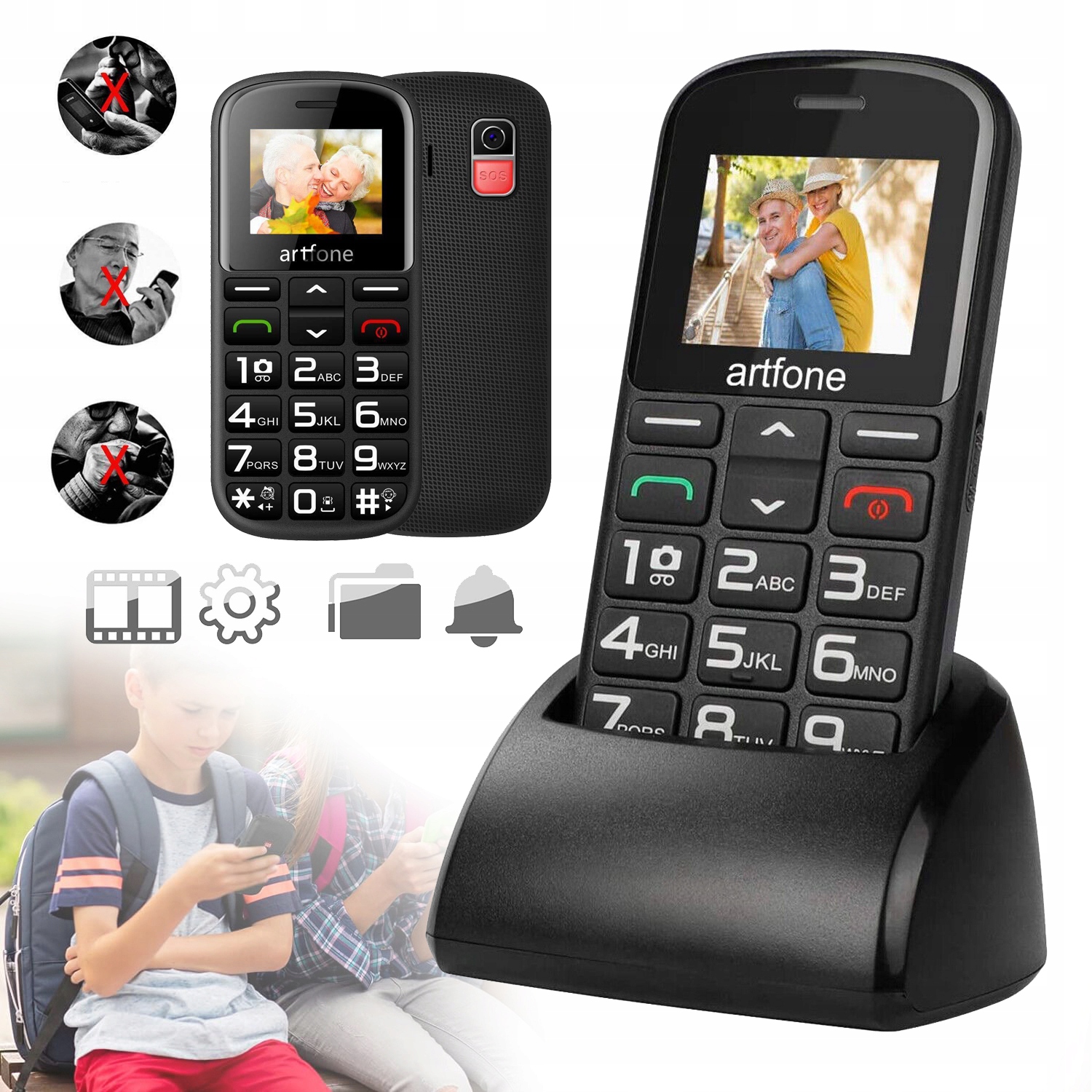 2G TELEFON KOMÓRKOWY DLA SENIORÓW BEZ UMOWY, DUAL SIM, Z DUŻYM PRZYCISKIEM