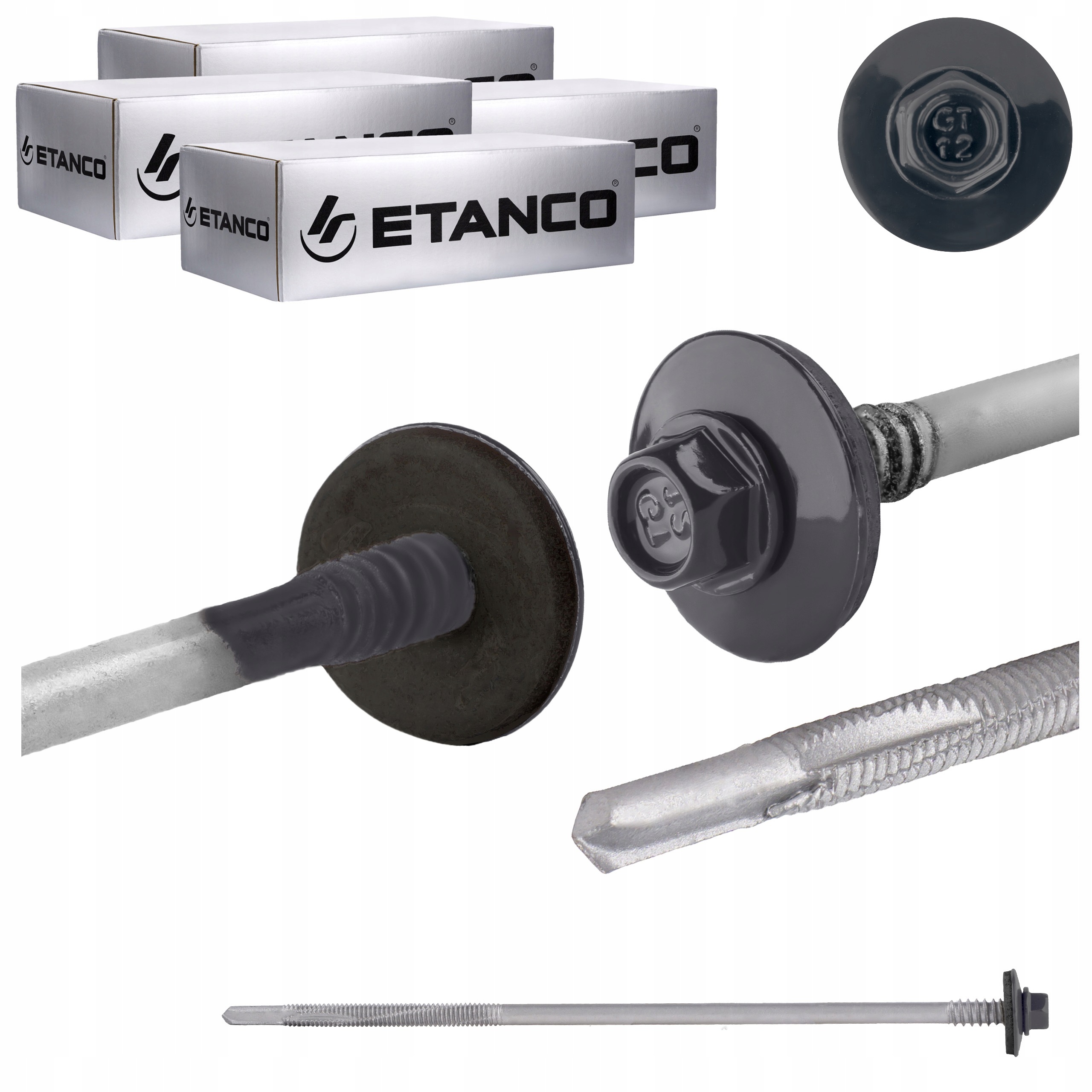 Šrouby do sendvičové desky 185 mm Ral 7016 400 ks pro kov Etanco GTR12