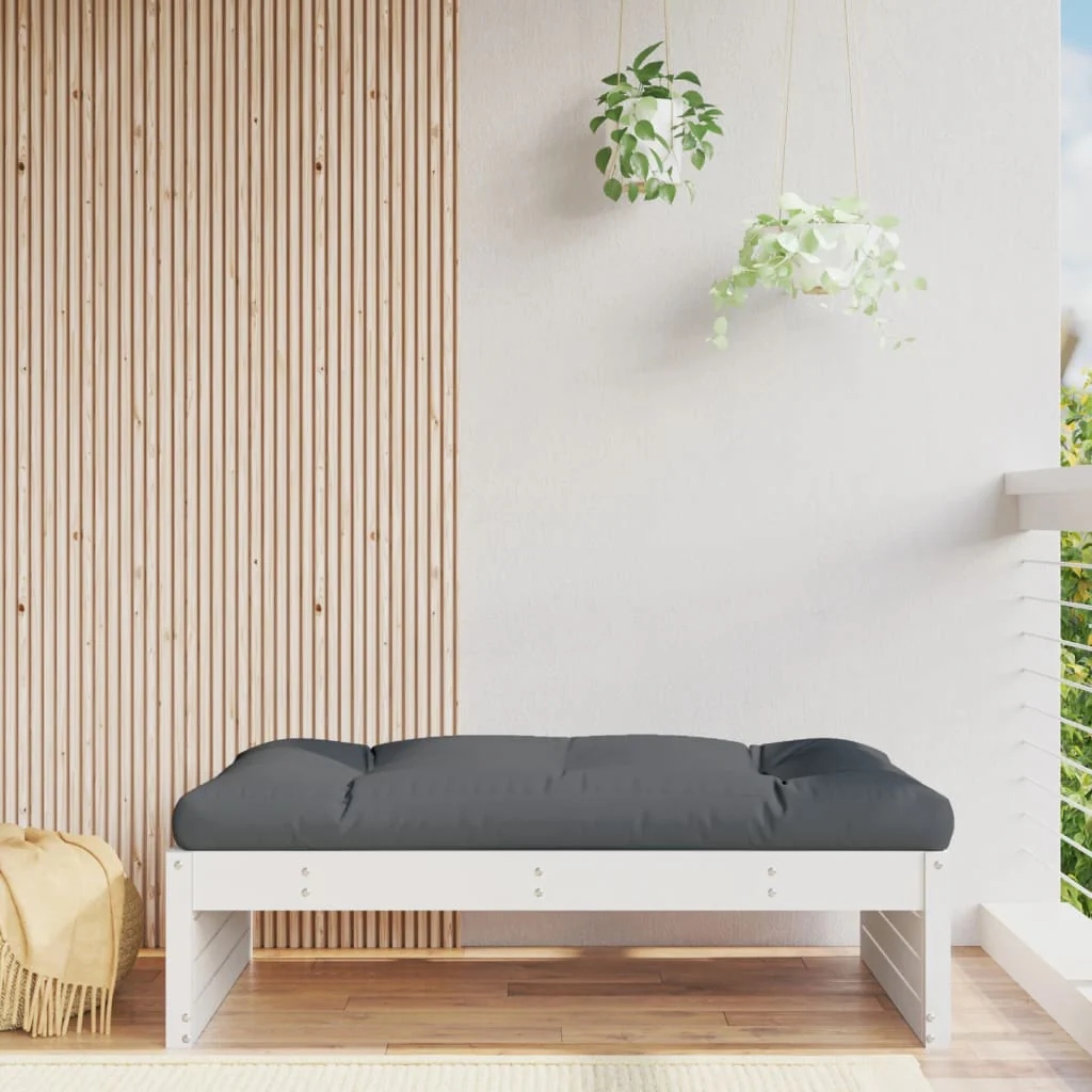 Fionshop 263292580 Zahradní podnožka bílá 120 x 80 cm masivní borové dřev