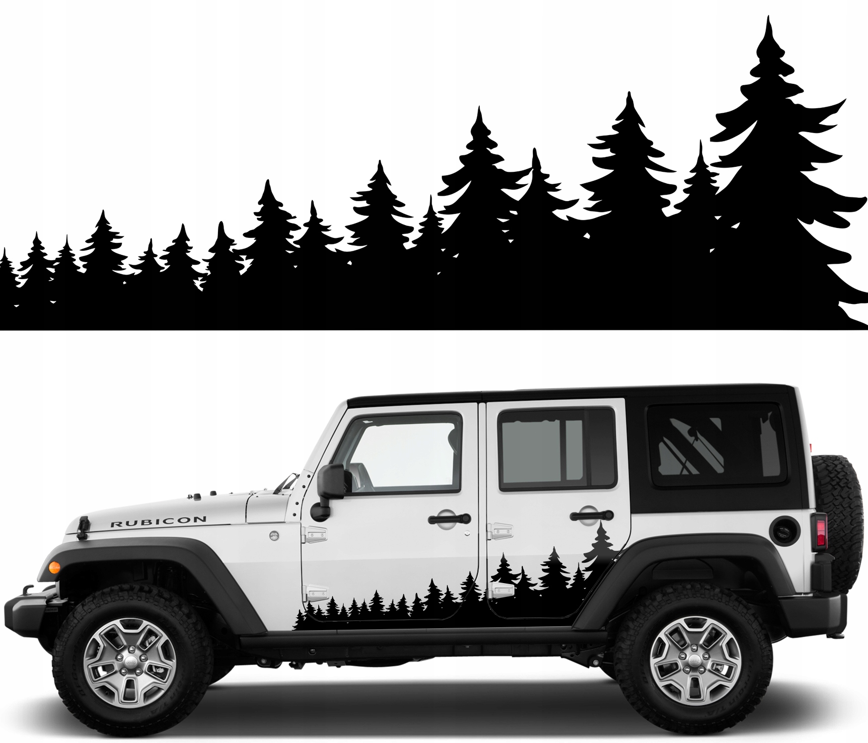 2x NAKLEJKA NA SAMOCHOD LAS DRZEWA OFFROAD 45X145