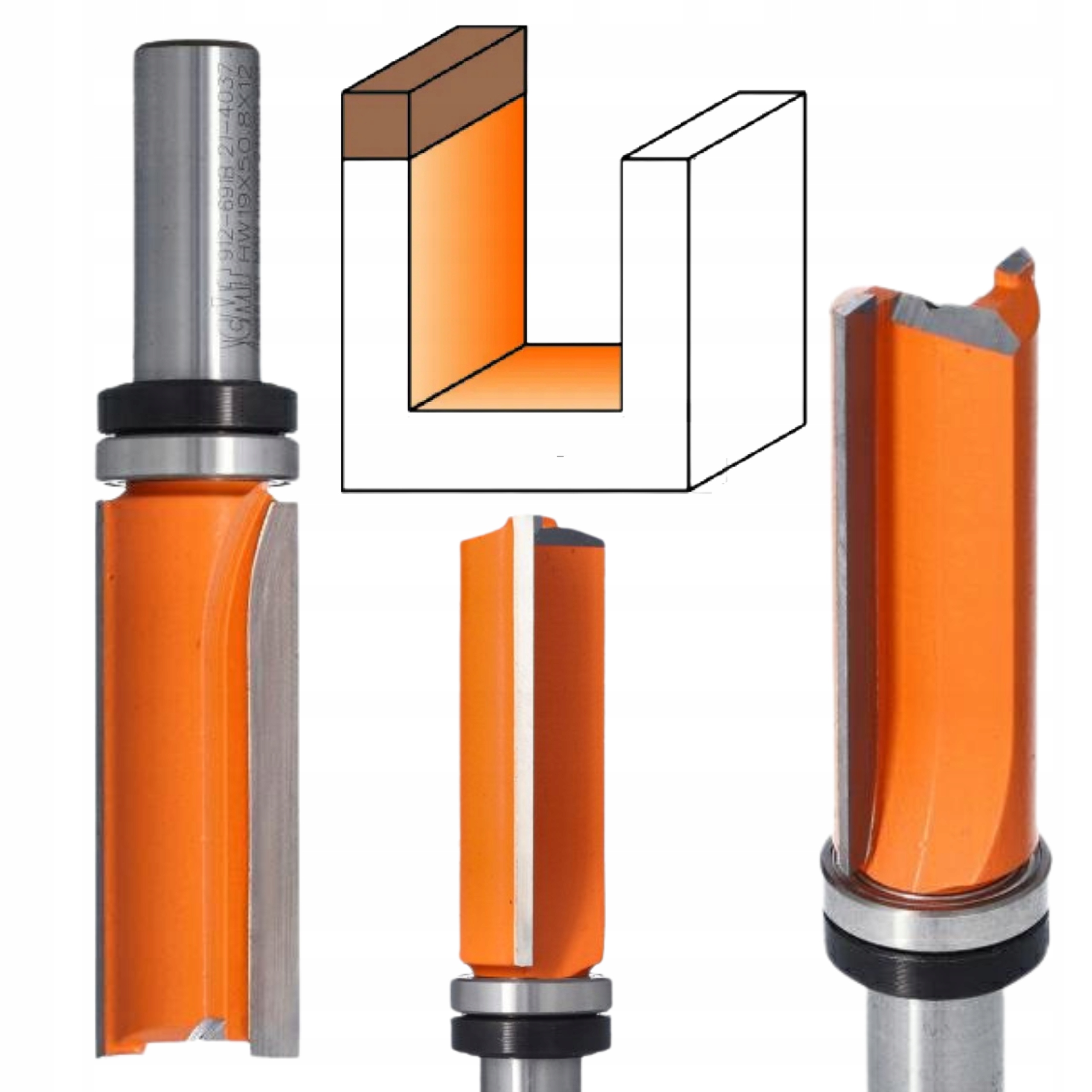 Frez prosty z łożyskiem Hm D=19 I=38,1 S=12 górne łożysko 912.690.11B Cmt