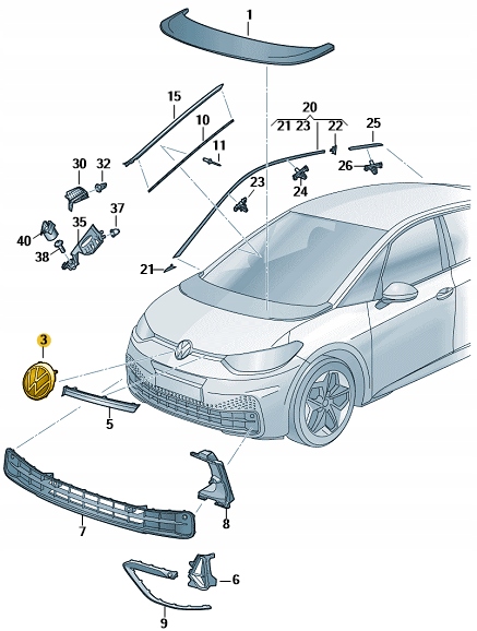 EMBLEMAT PRZÓD VW ID.3 2020- 10A853601AWA ORYGINAŁ Marka Volkswagen